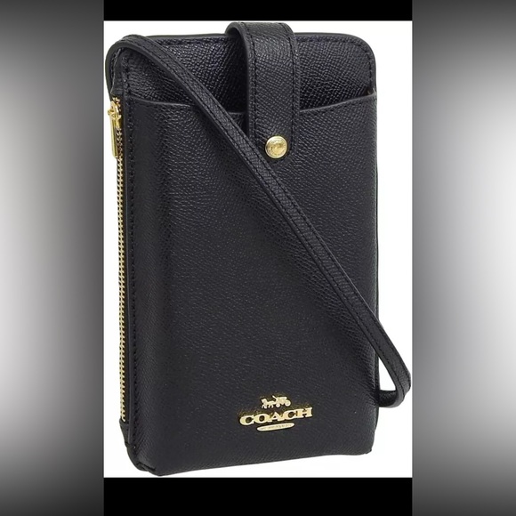 Coach Black leather phone Crossbody, New in Package - Picture 1 of 7